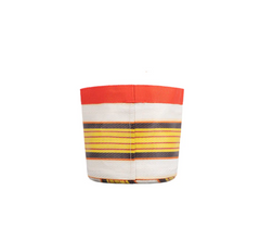 Small 14cm Eco Woven Plant Pot Cover in Tuscan Yellow, Pearl & Rose Beige, British Colour Standard