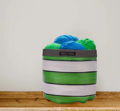 Small 14cm Eco Woven Plant Pot Cover in Grass Green, Indigo & Pearl, British Colour Standard