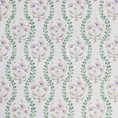 Mews Furnishings Iznik Vine Moss Green & Pink Floral Fabric