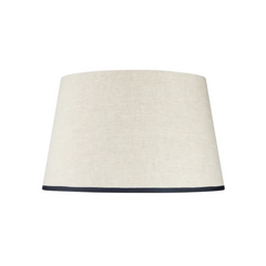 Rosana Lonsdale Stretched Ivory Linen Lampshade with Dark Blue Coloured Trim