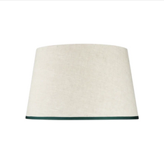 Rosana Lonsdale Stretched Ivory Linen Lampshade with Artichoke Green Coloured Trim