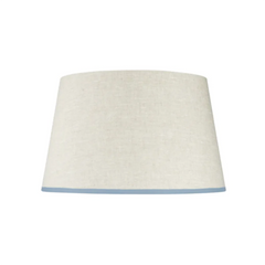 Rosana Lonsdale Stretched Ivory Linen Lampshade with Sky Blue Coloured Trim