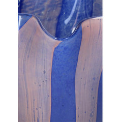 Striped Scalloped Blue and Pink Glass Vase | Casa JJ