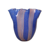 Striped Scalloped Blue and Pink Glass Vase | Casa JJ
