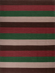 Stripes 1 Flatwoven Wool Rug | Pink, Green & Burgundy | Amy Kent
