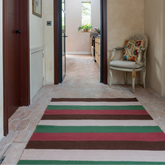 Stripes 1 Flatwoven Wool Rug | Pink, Green & Burgundy | Amy Kent