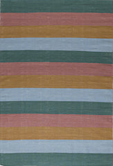 Stripes 2 Flatwoven Wool Rug | Blue, Green,Pink & Yellow | Amy Kent