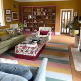 Stripes 2 Flatwoven Wool Rug | Blue, Green,Pink & Yellow | Amy Kent