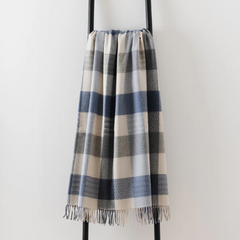Blue Check Throw | Merino Wool | Isle Mill | Patchwork Coastline