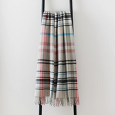 Pink, Grey & Blue Check Throw | Merino Wool | Pitnacree Rose