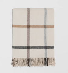 Natural & Grey Check Throw | Merino Wool | Isle Mill | Milton Pebble