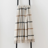 Natural & Grey Check Throw | Merino Wool | Isle Mill | Milton Pebble