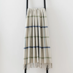 Blue & Green Check Throw | Merino Wool | Isle Mill | Milton Glade
