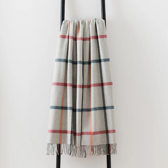 Blue & Red Check Throw | Merino Wool | Isle Mill | Milton Melba