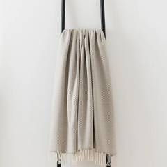 Grey Herringbone Throw | Merino Wool | Isle Mill | Balintyre Cloud