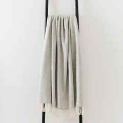Grey Herringbone Throw | Merino Wool | Isle Mill | Balintyre Cloud
