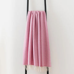 Pink Herringbone Throw | Merino Wool | Isle Mill | Balintyre Foxglove