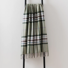 Natural & Green Check Throw | Merino Wool | Isle Mill | Moraig Jade