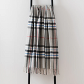 Black, Grey & Blue Check Throw | Merino Wool | Isle Mill | Moraig Pewter