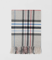Black, Grey & Blue Check Throw | Merino Wool | Isle Mill | Moraig Pewter
