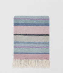 Pink & Blue Striped Throw | Merino Wool | Isle Mill | Croftmore Seaglass