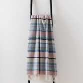 Pink & Blue Striped Throw | Merino Wool | Isle Mill | Croftmore Seaglass