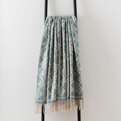Blue & Cream Zig Zag Throw | Merino Wool | Isle Mill
