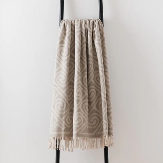 Cream & Natural Circular Patterned Throw | Merino Wool | Isle Mill