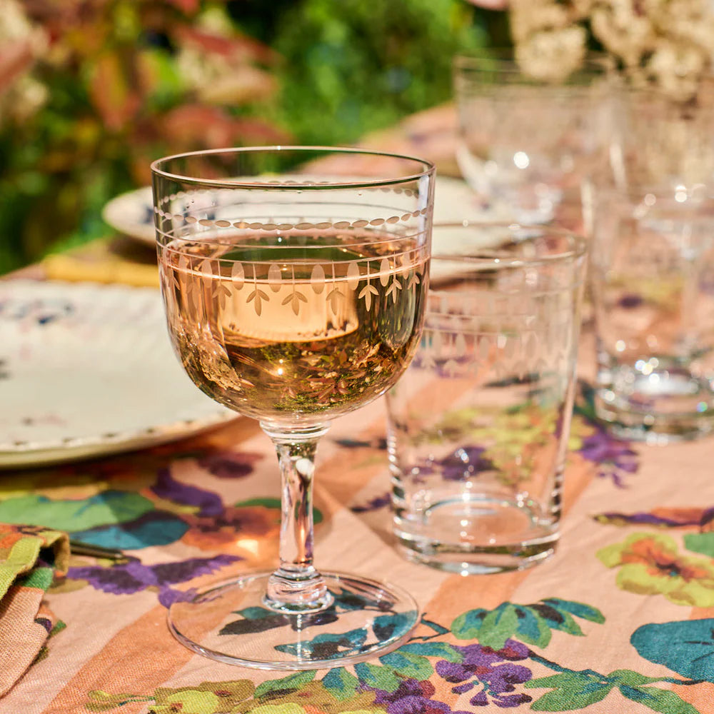 Set of 4 Crystal Daphne Wine Glasses | Ovals Design | Vintage List