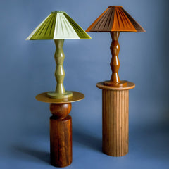 Fitz Pleated Empire Lampshade | Striped Olive Green & Ivory