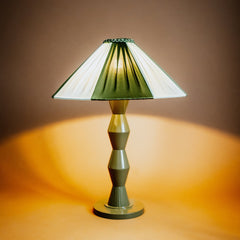 Fitz Pleated Empire Lampshade | Striped Olive Green & Ivory