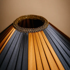 Fitz Pleated Empire Lampshade | Striped Navy & Bronze