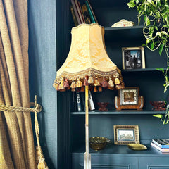 Yellow Damask Lampshade with Tassel Fringe | Tinker & Tallulah