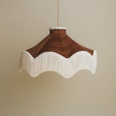 Moiré Fringed Lampshade with Tassels | Cognac Brown | Tinker & Tallulah