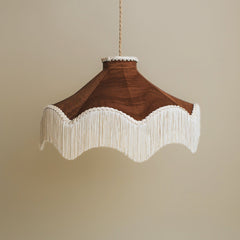 Moiré Fringed Lampshade with Tassels | Cognac Brown | Tinker & Tallulah