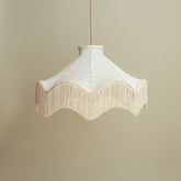 Moiré Fringed Lampshade with Tassels | Ivory | Tinker & Tallulah