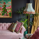 Teal Damask Lampshade with Tassel Fringe | Tinker & Tallulah