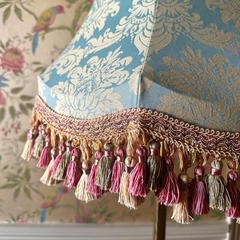 Emnerald Green Damask Lampshade with Tassel Fringe