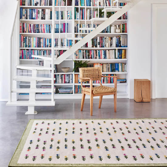 Tulpan | Green, Pink & Natural | Flatwoven Rug | Jennifer Manners