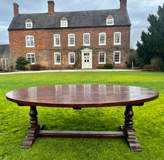 Solid Oak Oval Planked Top Refectory Table