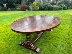 Solid Oak Oval Planked Top Refectory Table