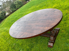 Solid Oak Oval Planked Top Refectory Table