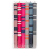 British Colour Standard Striped Pink & Grey Eco Dinner Candles, 6 per pack