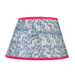 Empire Pleated Blue Floral Lampshade with Fuschia Trim | Kelling Home