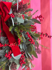 Fresh Christmas Door Wreath- Very Berry