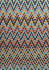 Zig Zags Flatwoven Wool Rug | Red, Yellow, Blue & Charcoal | Amy Kent