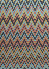 Zig Zags Flatwoven Wool Rug | Red, Yellow, Blue & Charcoal | Amy Kent