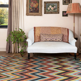 Zig Zags Flatwoven Wool Rug | Red, Yellow, Blue & Charcoal | Amy Kent