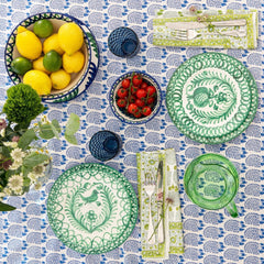 Spanish Handpainted Dinner Plate with Green 'Bird' Design