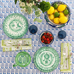 Spanish Handpainted Dinner Plate with Green 'Pomegranate' Design